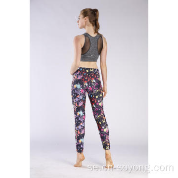 Elastantryckta leggings med polyester spandex för kvinnor